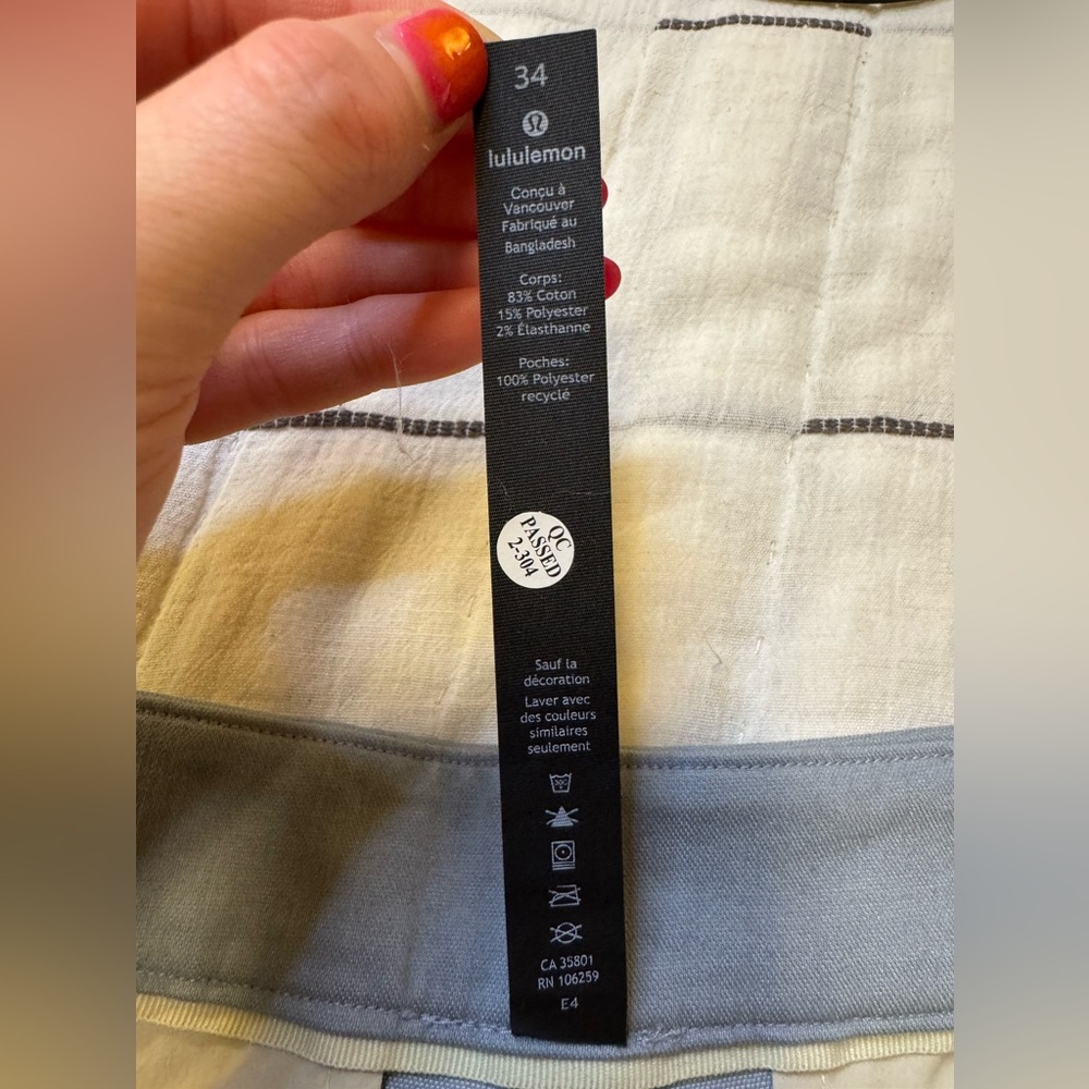 Lululemon Commission Short Qwick Oxford 11” Relaxed Fit Light Gray/Blue M7AKAS - Picture 12 of 15